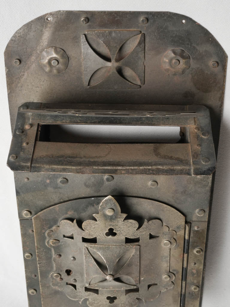 French vintage riveted letter holder  