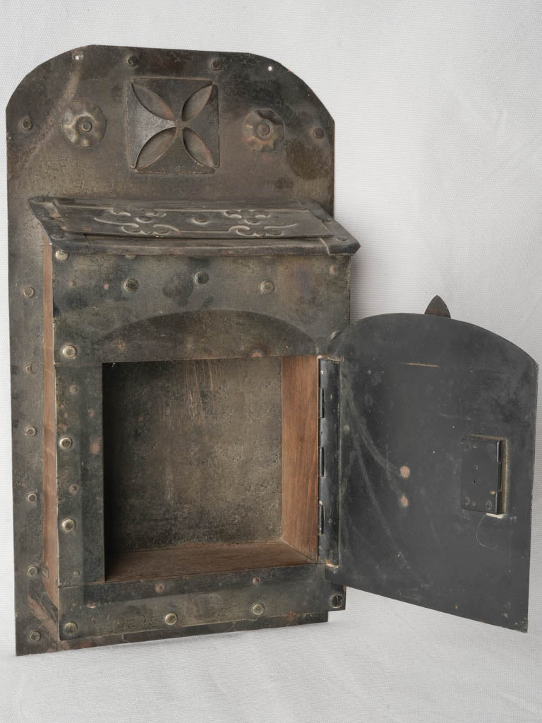 Sculptural aged decorative mail slot  