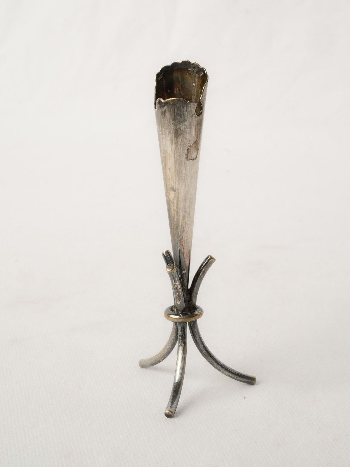Sculptural Silver-Plate Vintage Candle Holder / Vase