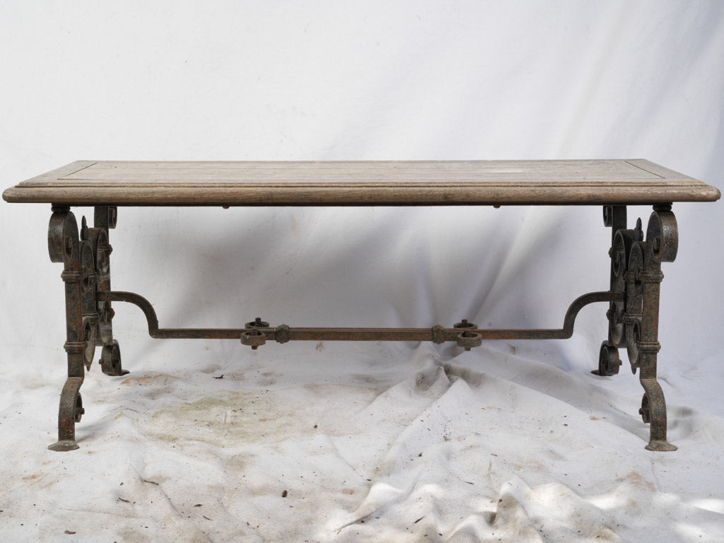 Aged patina oak bench