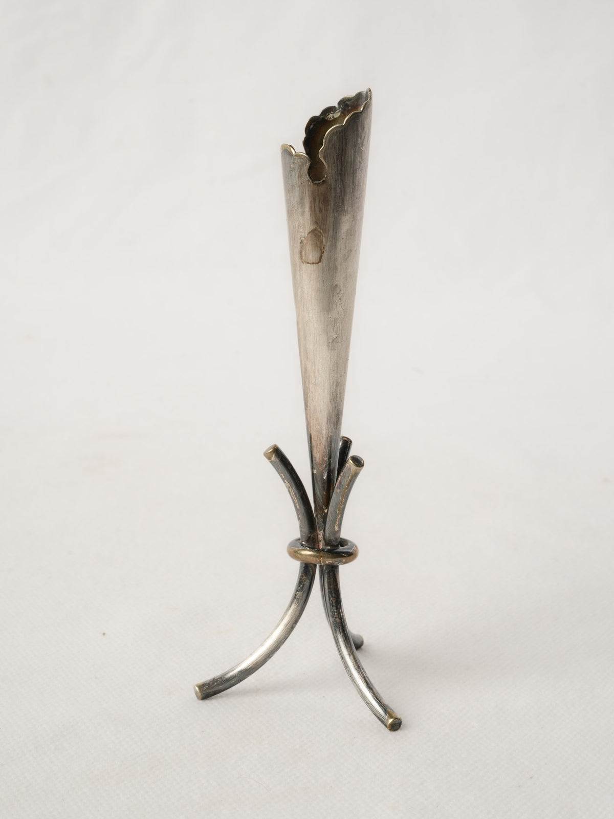 Sculptural Silver-Plate Vintage Candle Holder / Vase