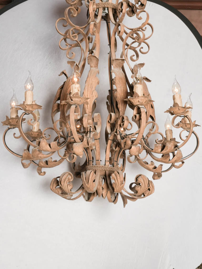 Grand 1960s French Baroque Revival Wrought Iron Chandelier - 41¼"