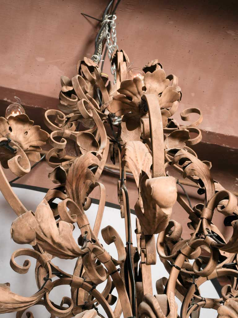 Grand 1960s French Baroque Revival Wrought Iron Chandelier - 41¼"
