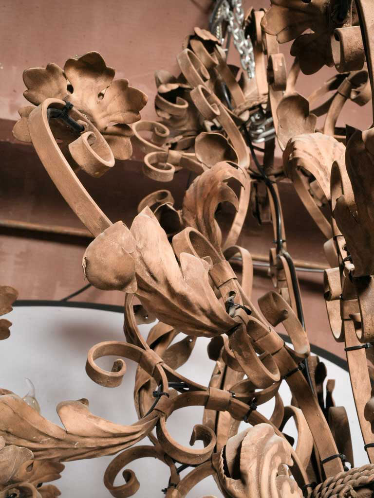 Grand 1960s French Baroque Revival Wrought Iron Chandelier - 41¼"