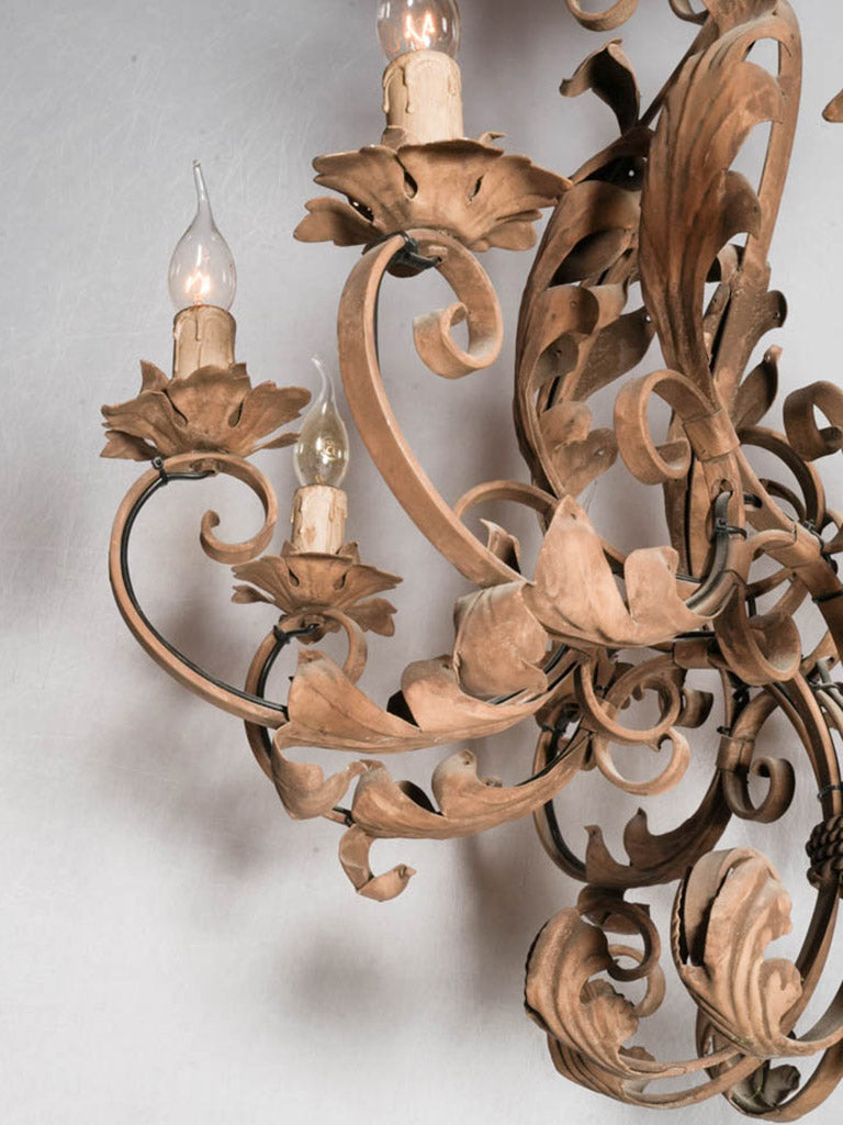 Grand 1960s French Baroque Revival Wrought Iron Chandelier - 41¼"