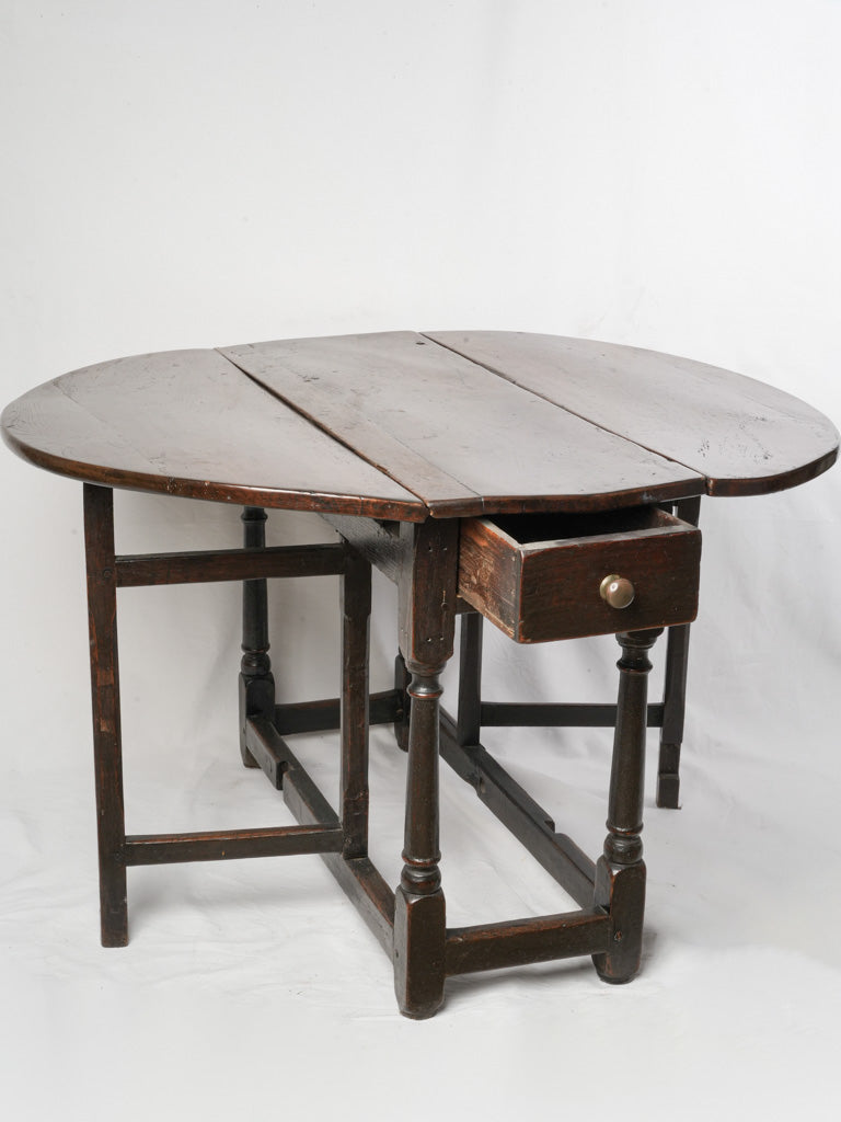 17th Century French Louis XIII Walnut Gateleg Table w/ Drawer- 43¼"