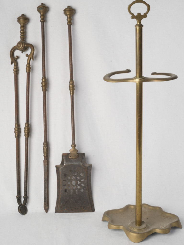 Antique patina fireplace accessories