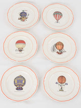 Set of 6 hot air balloon channel Crossing commemorative plates 7½"