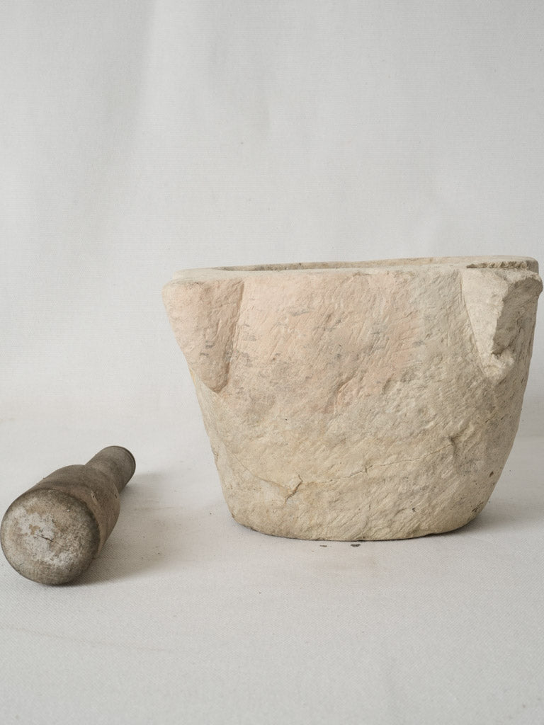 Large Textured Antique Marble Mortar