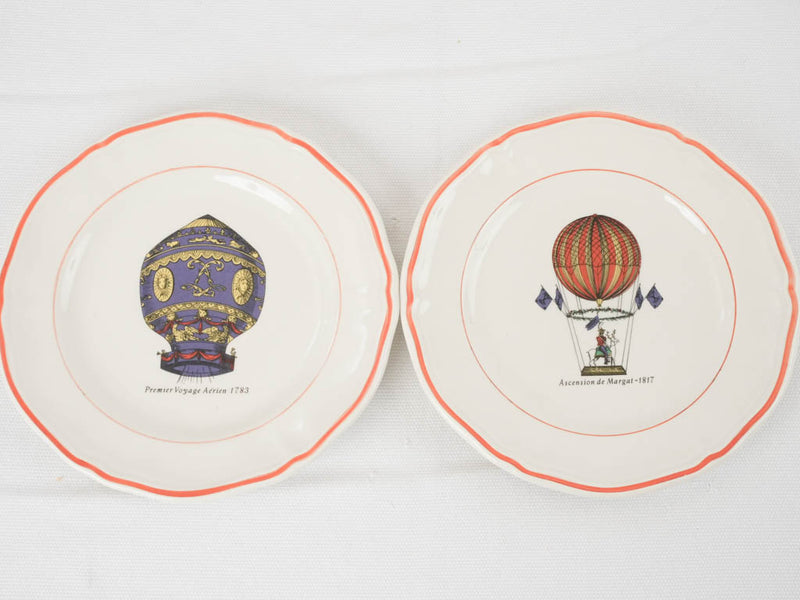 Set of 6 hot air balloon channel Crossing commemorative plates 7½"