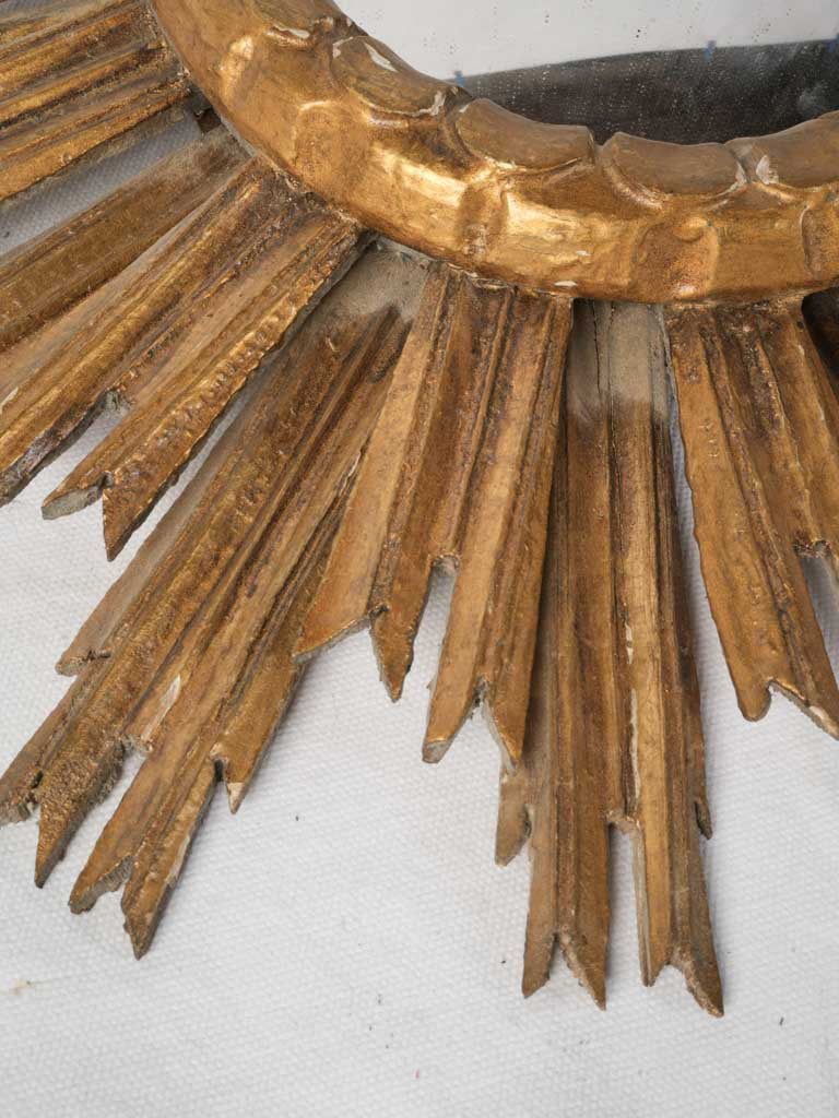Aged gold patina sunburst mirror  