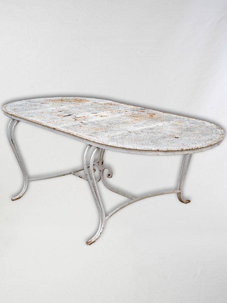 Large 1950s French Perforated Iron Garden Table - 74¾" x 38½"
