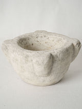 Antique white marble mortar with handles
