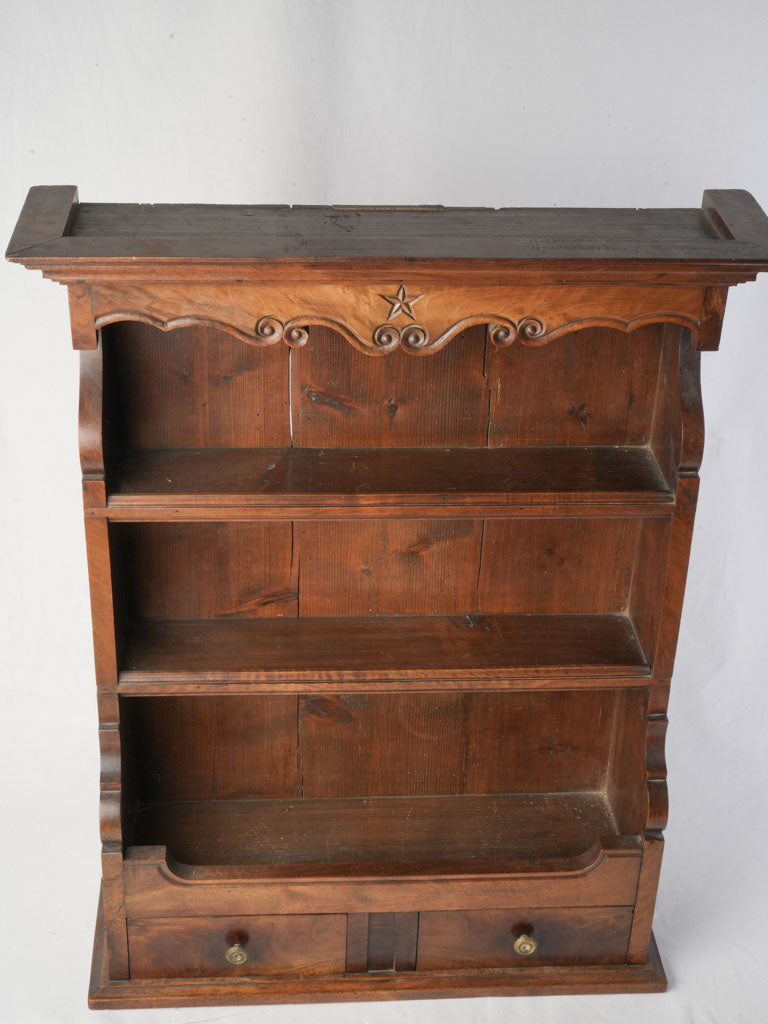 Chocolate-brown carved kitchen shelf