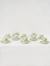 Set of 10 vintage teacups and saucers - green ivy