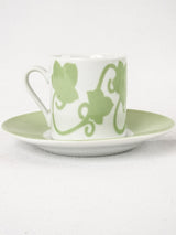 Set of 10 vintage teacups and saucers - green ivy