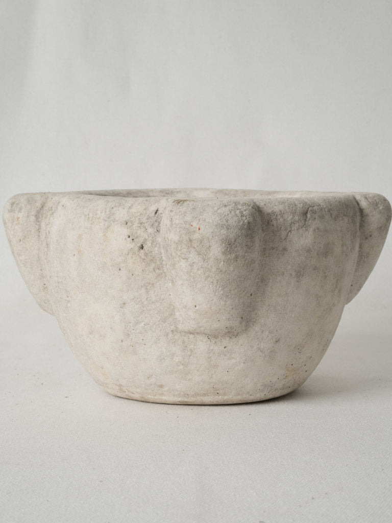 Rough-finish antique white marble mortar