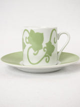 Set of 10 vintage teacups and saucers - green ivy