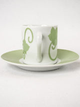 Set of 10 vintage teacups and saucers - green ivy