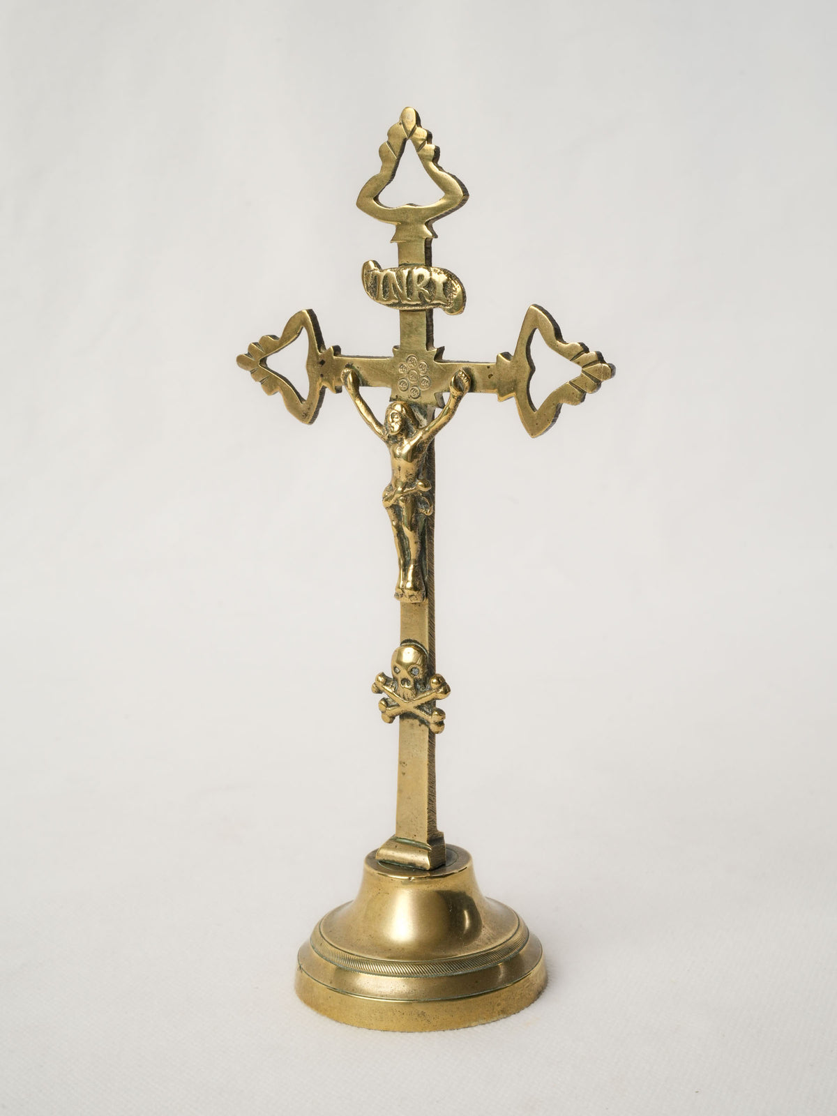 18th-Century Brass Standing Crucifix