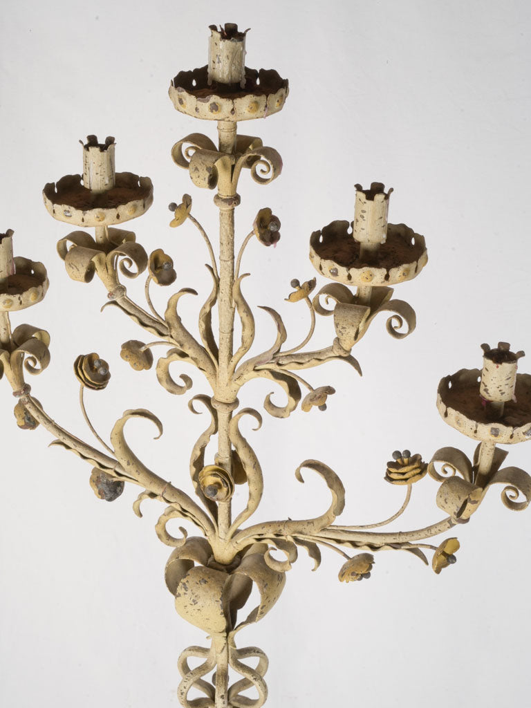 Late 19th-Century Wrought-Iron Five-Light Floor Candelabrum - 74¾"