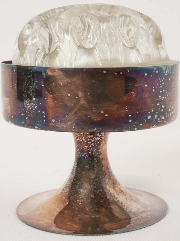 Vintage 'Pique fleur' glass vase w/ silver plate base 5"