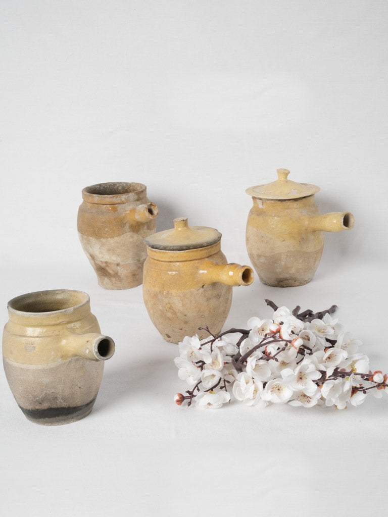 Charming antique single-handled pots