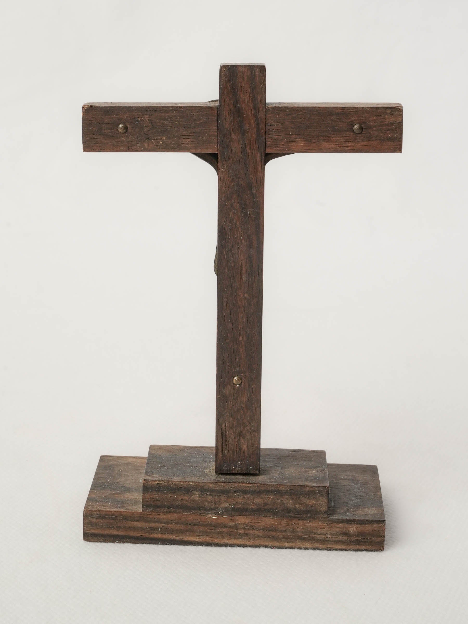 Antique French Bronze and Wood Devotional Crucifix