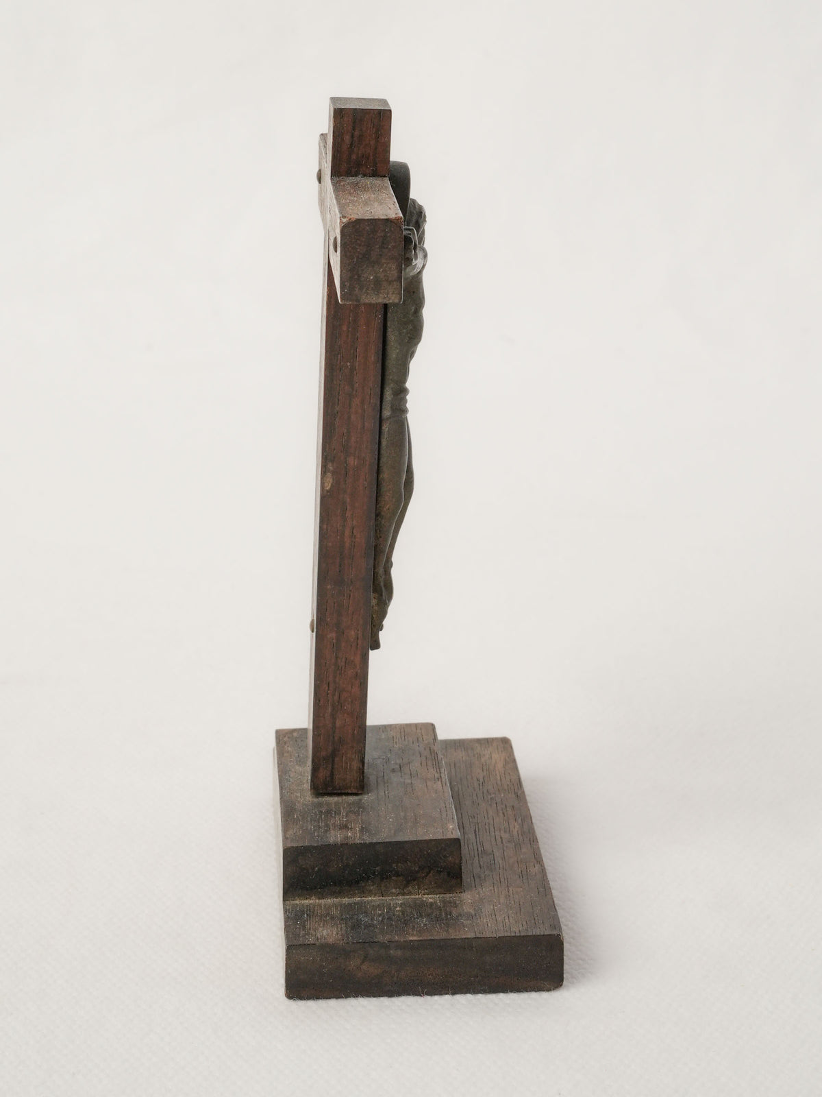 Antique French Bronze and Wood Devotional Crucifix