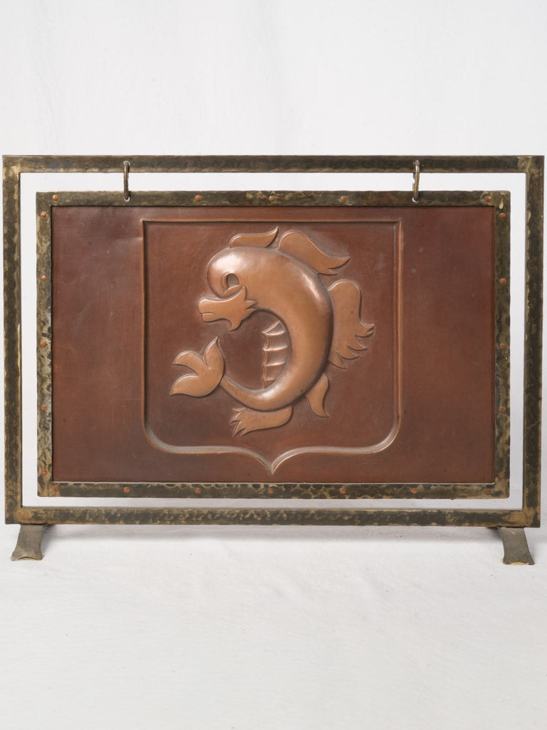 Copper patina fireplace screen  