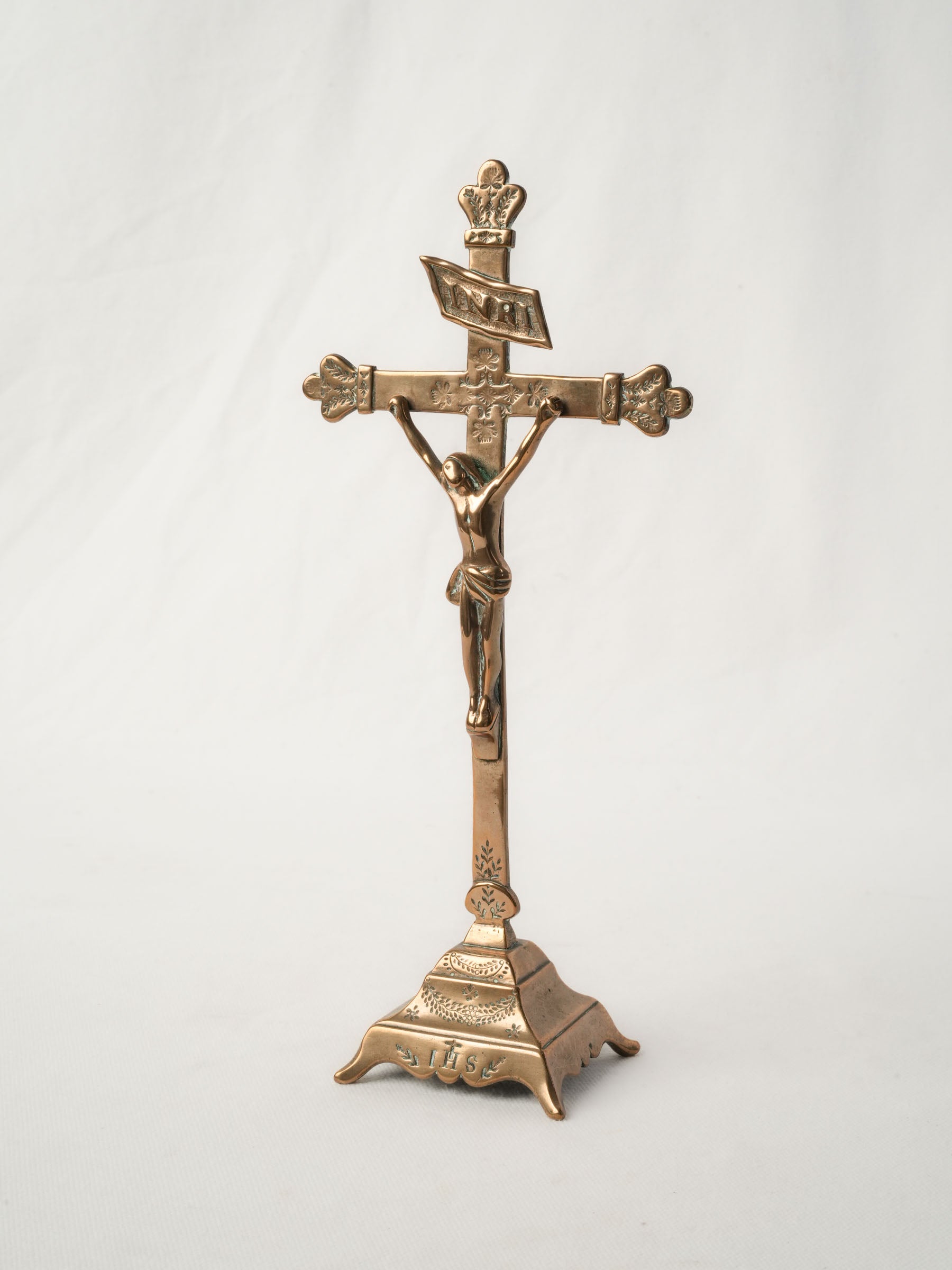 18th-Century Jansenist Brass Standing Crucifix