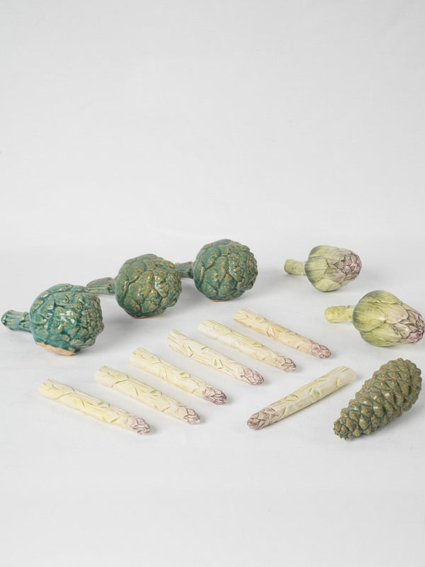 Antique Normandy barbotine asparagus collection