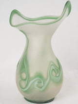 Vintage blown glass vase - opaque w/ green swirls 11½"