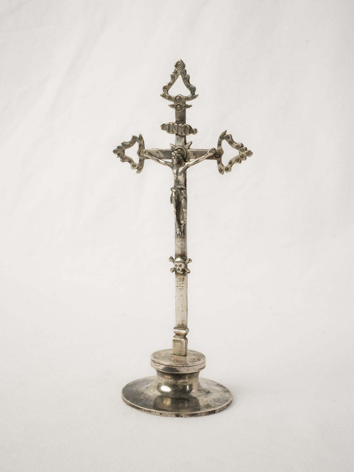 Antique French Standing Crucifix - Silver INRI
