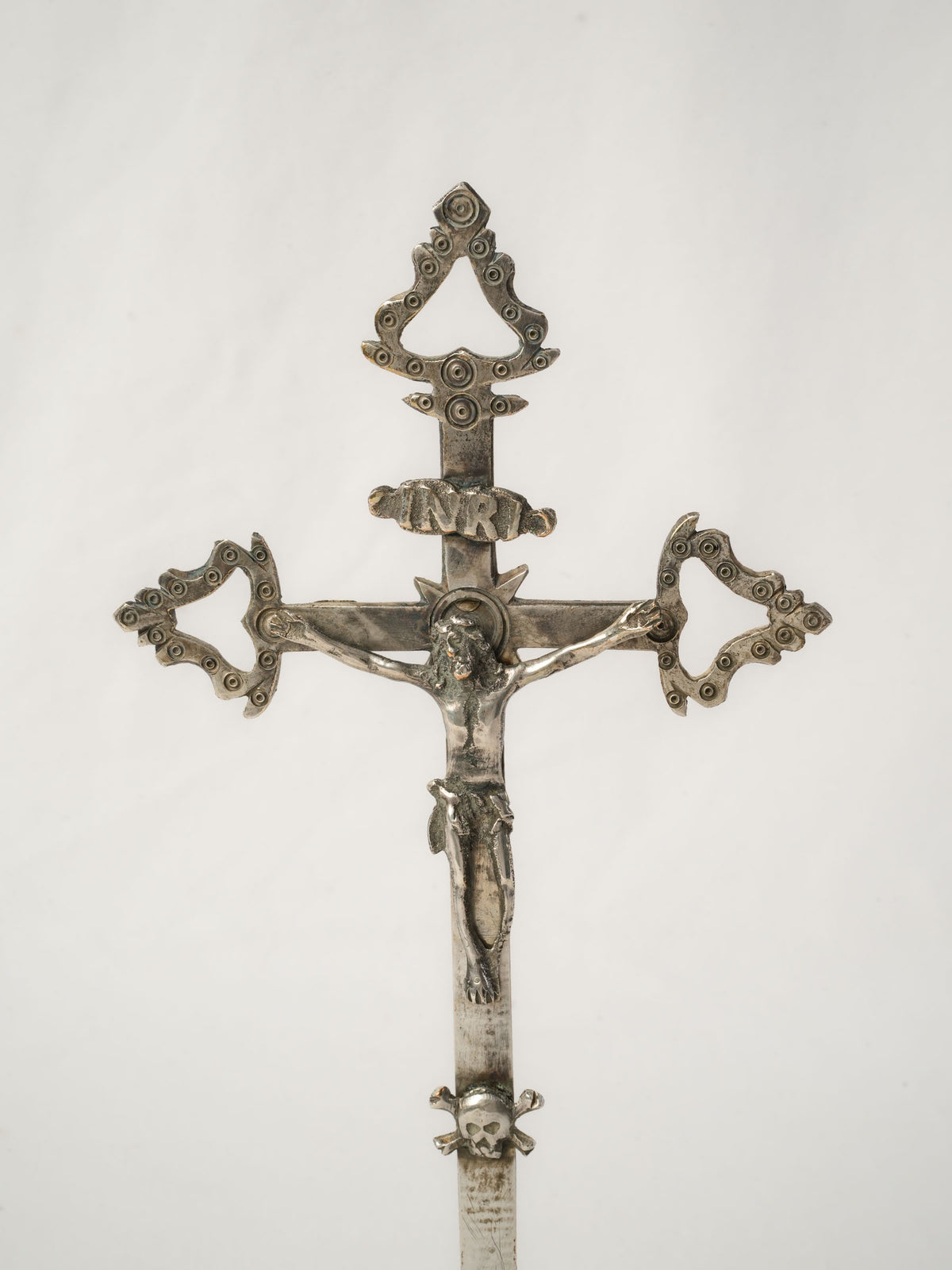 Antique French Standing Crucifix - Silver INRI
