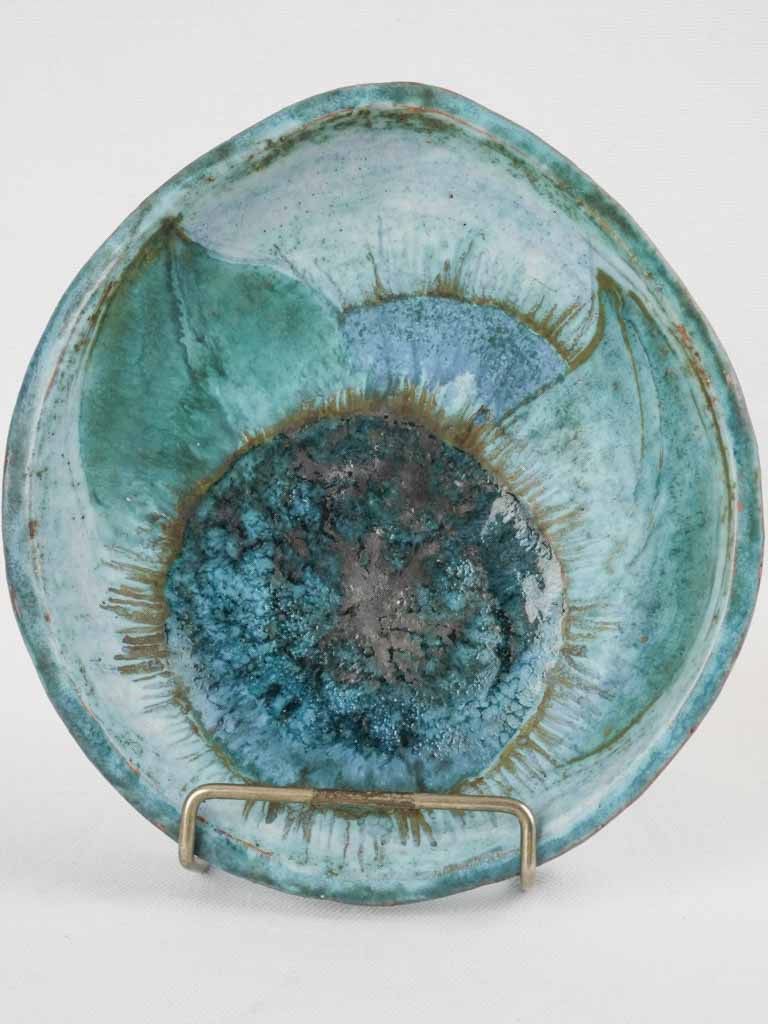 Turquoise ceramic bowl / vide poche 8¼"