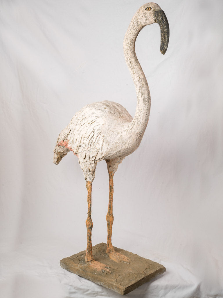 Painted Concrete Flamingo Garden Sculpture
