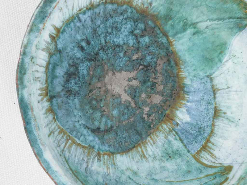 Turquoise ceramic bowl / vide poche 8¼"