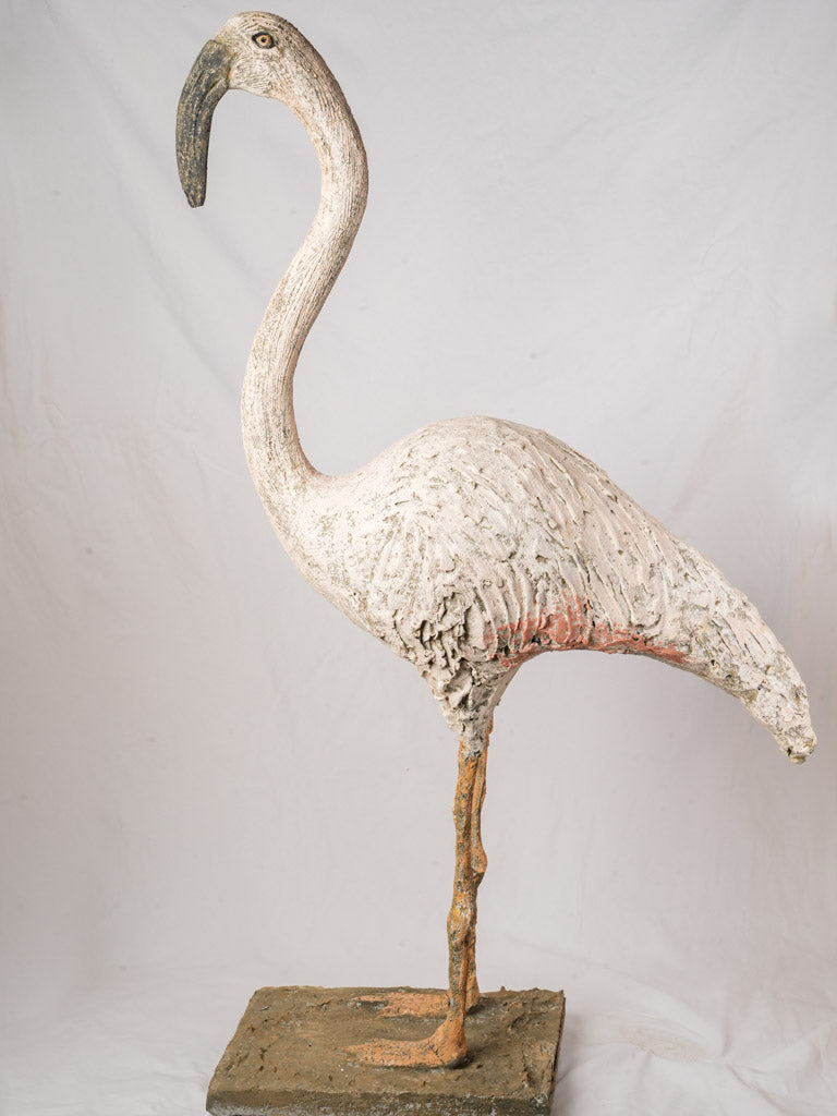 Painted Concrete Flamingo Garden Sculpture