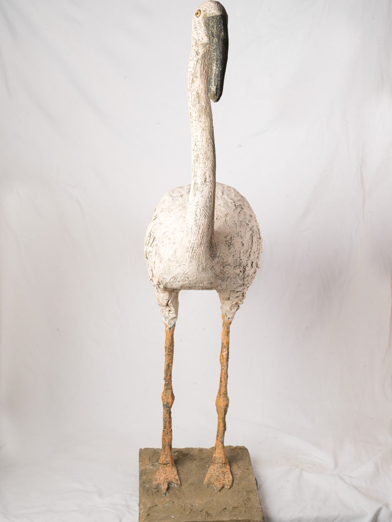Painted Concrete Flamingo Garden Sculpture