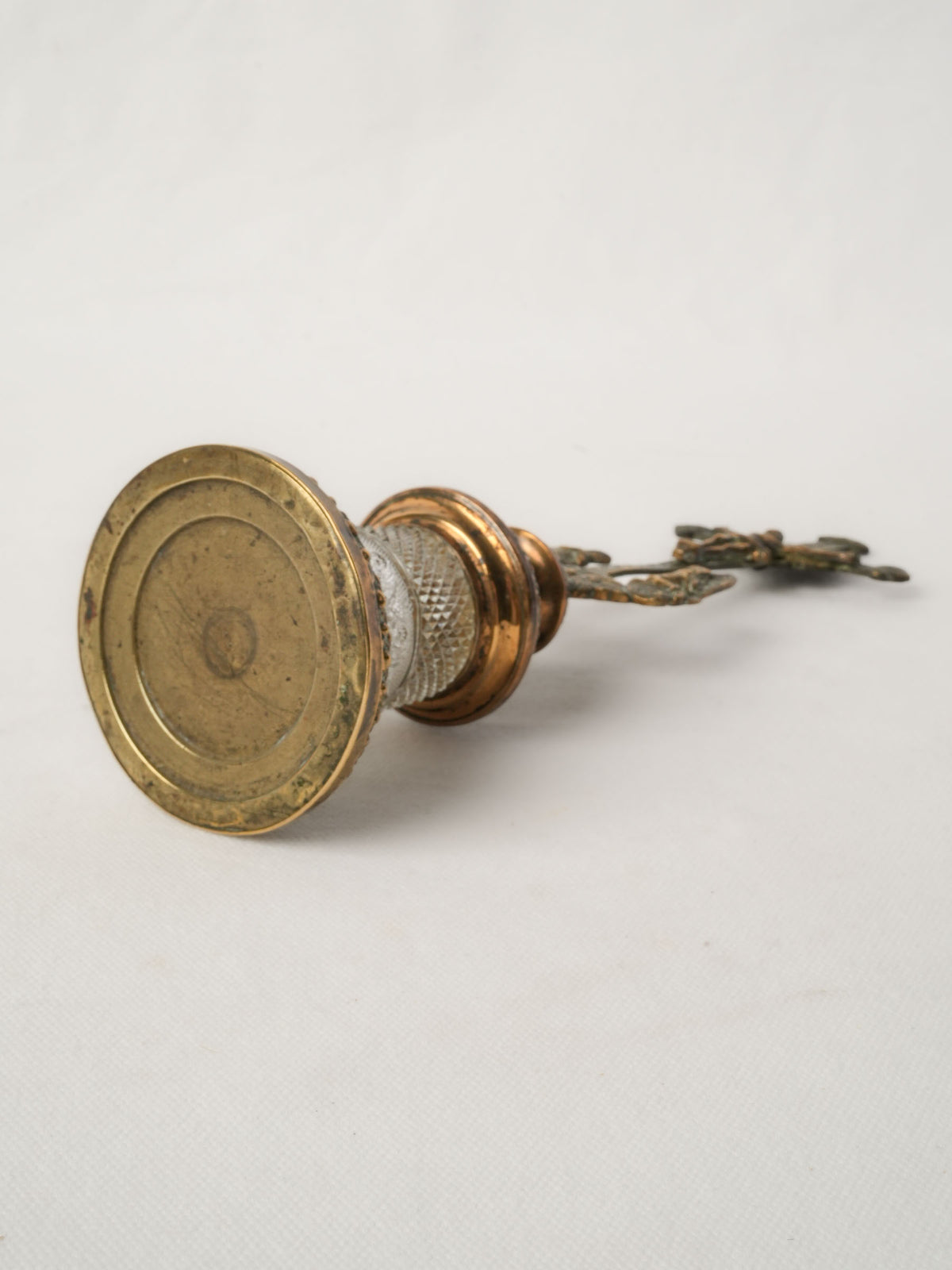 19th-Century French Brass, Copper and Crystal Reliquary Crucifix
