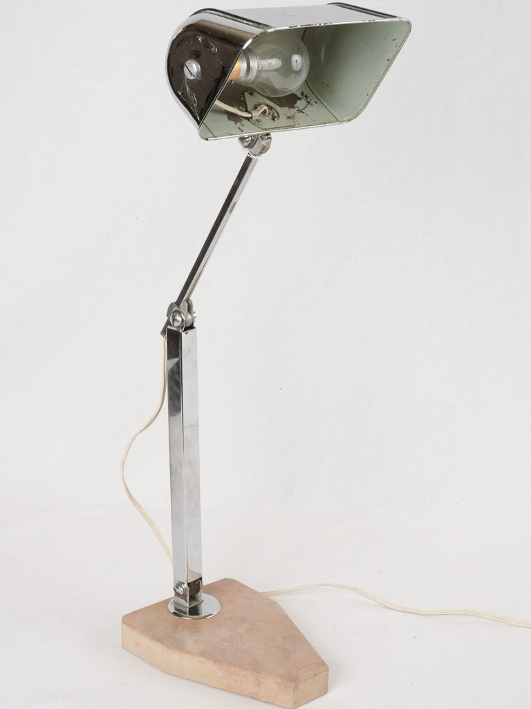 Vintage chrome reading lamp w/ stone base - 1930s