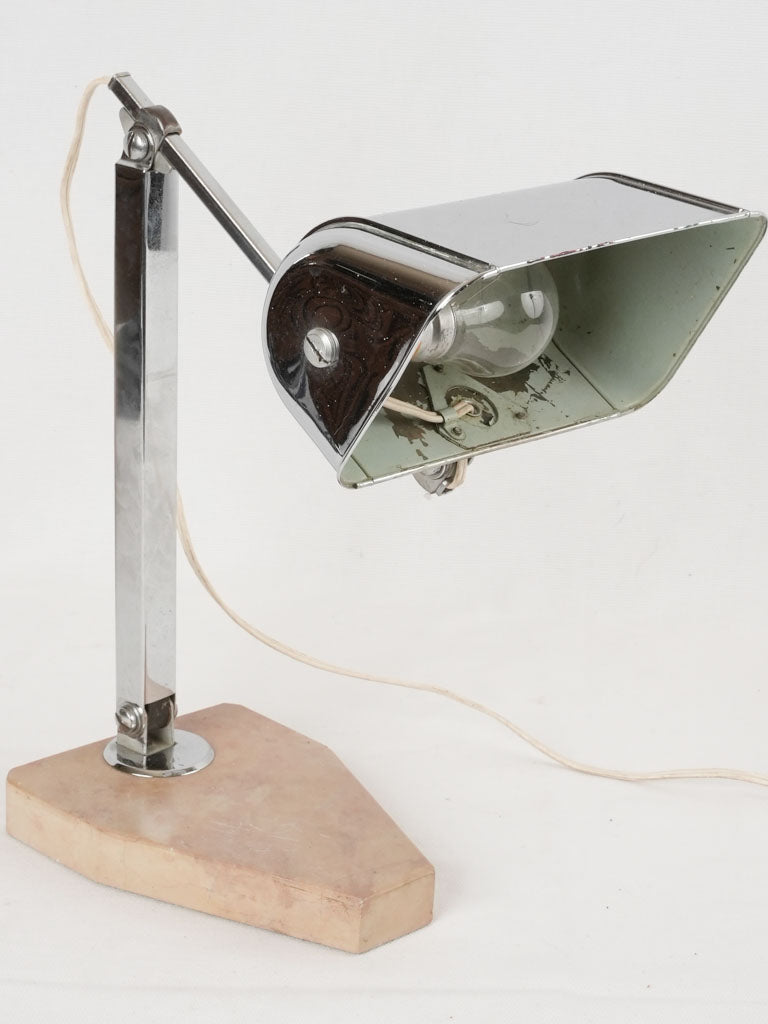 Vintage chrome reading lamp w/ stone base - 1930s