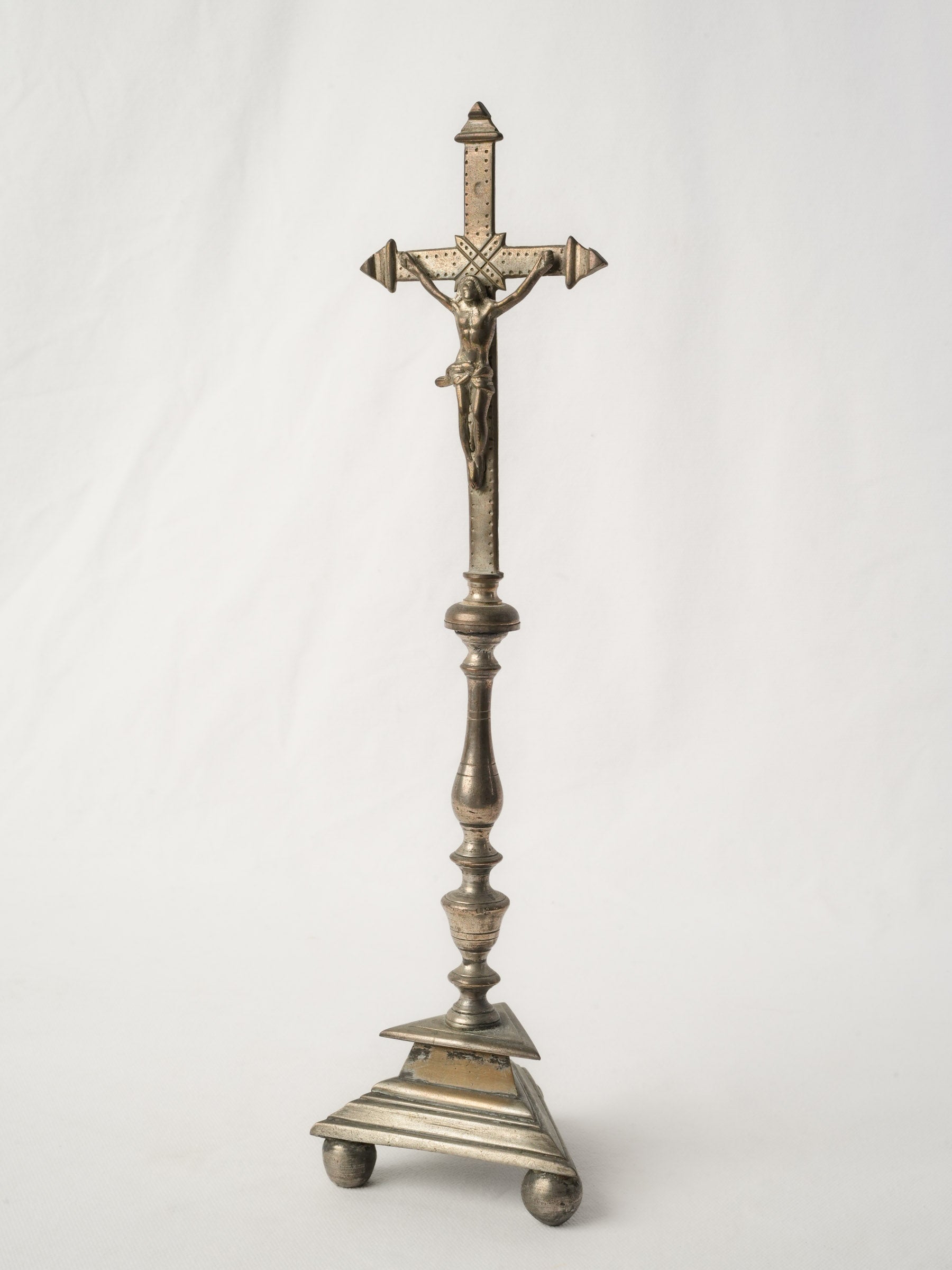 19th-Century French Silver-Plated Standing Crucifix