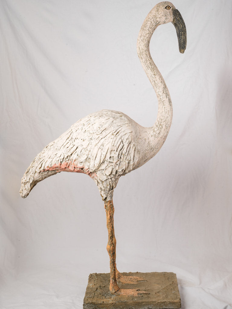 Painted Concrete Flamingo Garden Sculpture