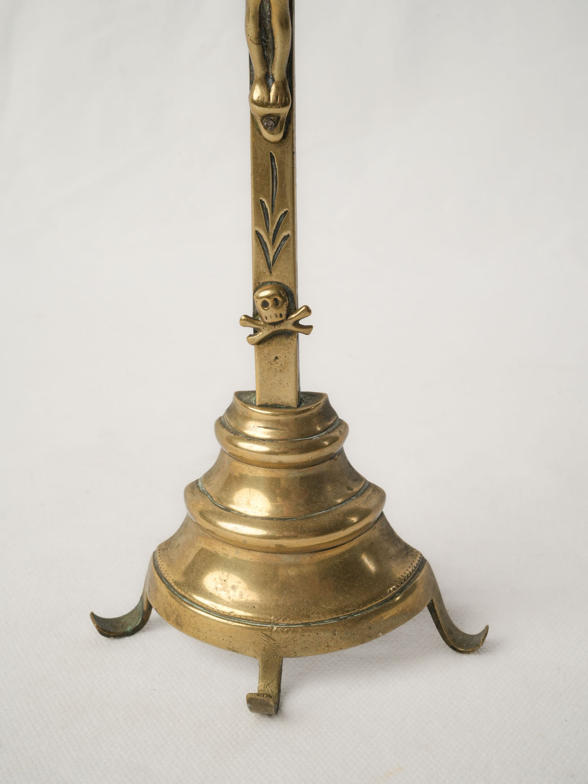 18th-Century French Brass Standing Crucifix 13½"
