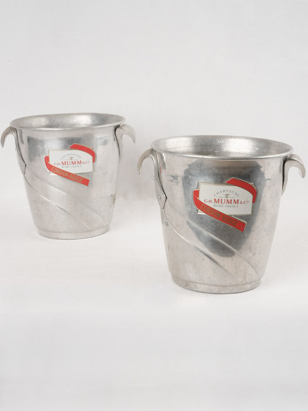 Vintage silver-finish champagne bucket pair