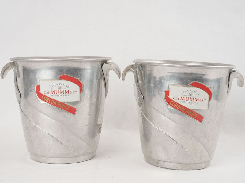 Antique branded Mumm aluminium ice buckets