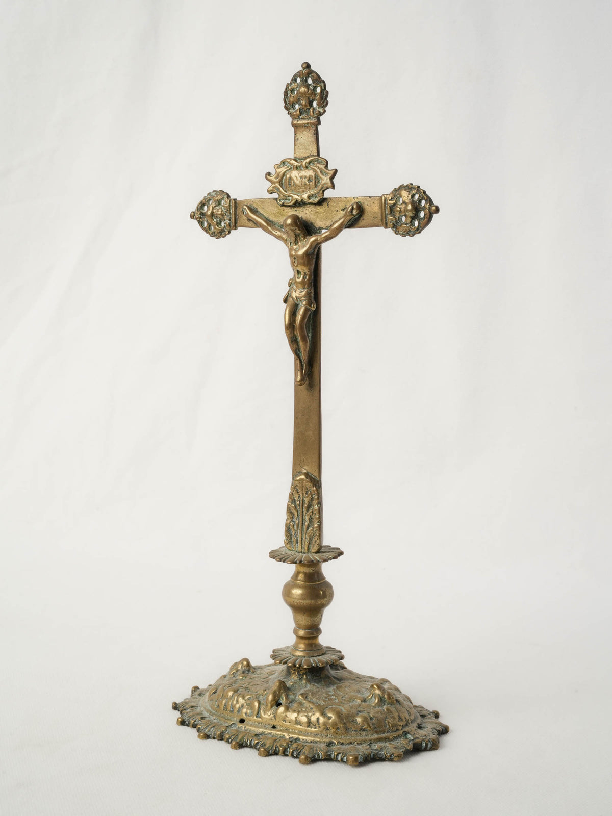 Post-Revolution 19th-Century French Brass Standing Crucifix