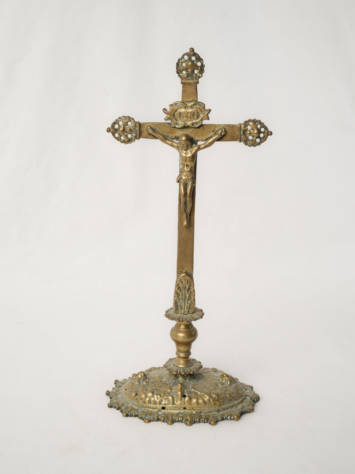 Post-Revolution 19th-Century French Brass Standing Crucifix